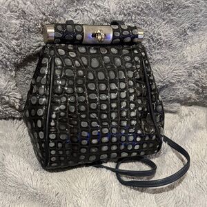 Chic Dark Navy Vintage Textured Clutch